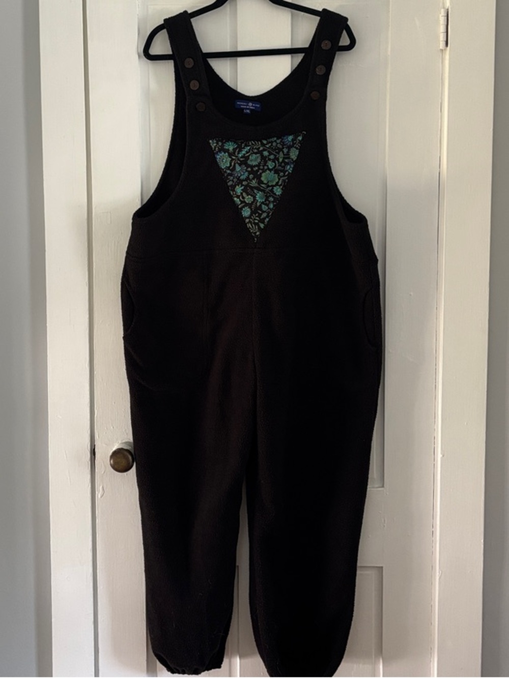 Black Overalls with Teal Lace Inset